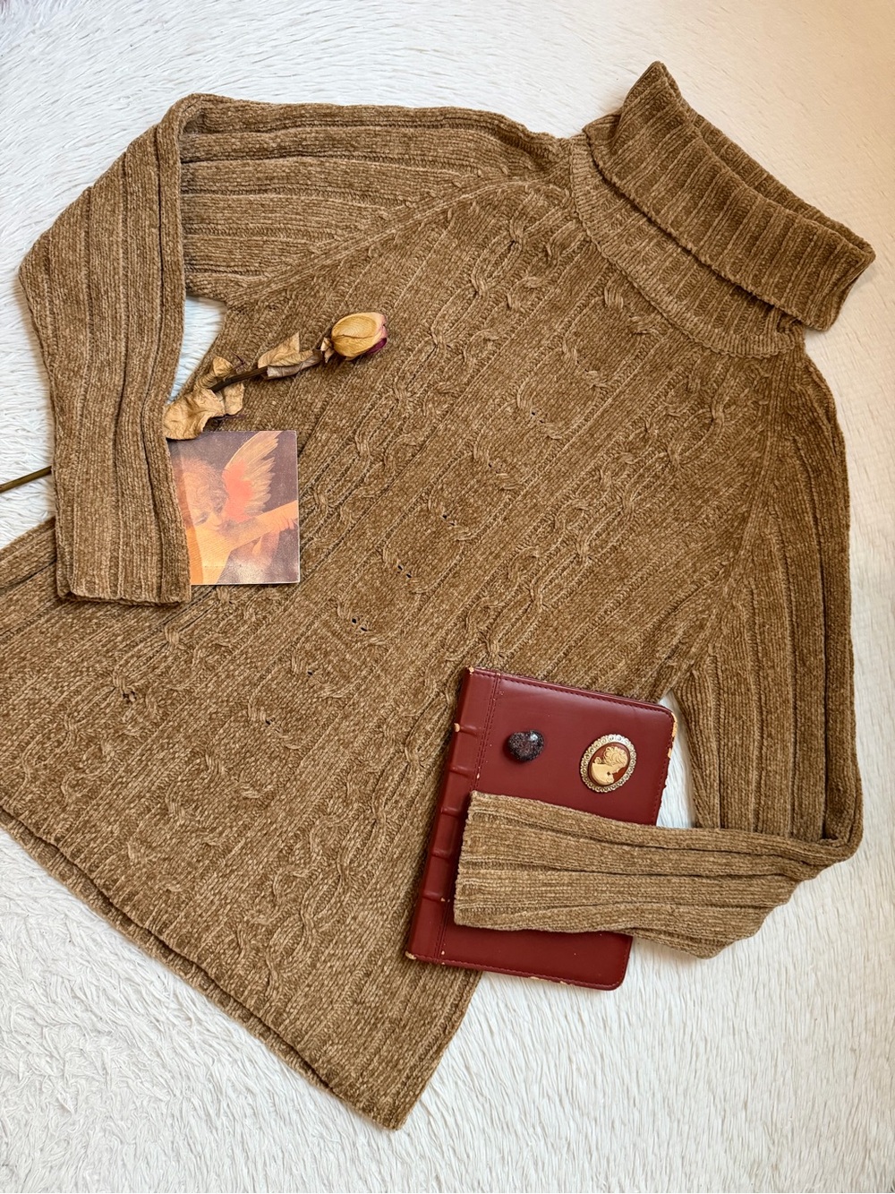 Women’s vintage outside additions Turtleneck Cable Knit autumn sweater